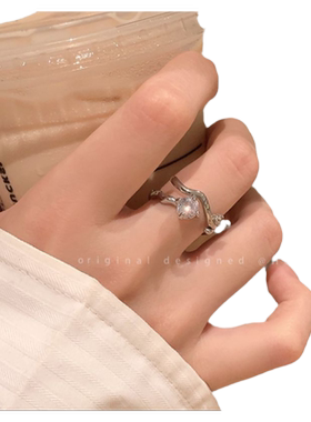 冰种树枝编织锆石开口戒指女2026新款轻奢小众设计高级感手饰批发