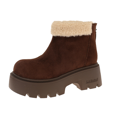 厚底增高雪地靴女2025冬季新款时尚百搭加绒勃肯棉鞋保暖毛毛短靴