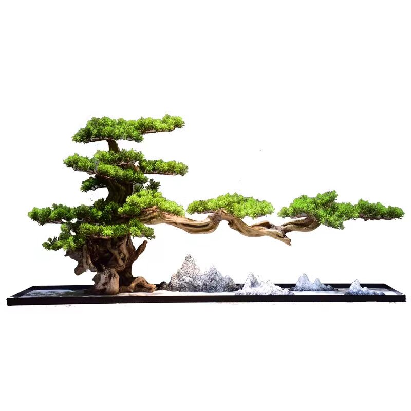 仿真迎客松禅意摆件新中式