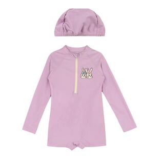 大耳象女童卡通印花亮色连体泳衣套装夏季新款女孩