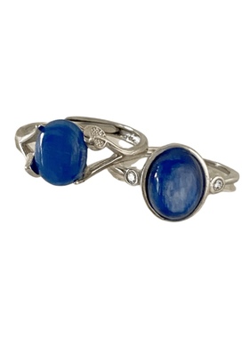 女蓝晶石简洁天然水晶戒指可调节