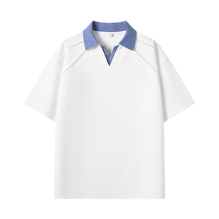 韩版假两件短袖Polo衫男款2026夏季新款翻领宽松休闲男士T恤上衣