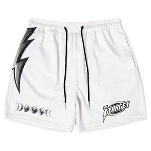 NTBF白色闪电美式篮球运动小短裤不过膝四分裤跑步健身休闲透气款