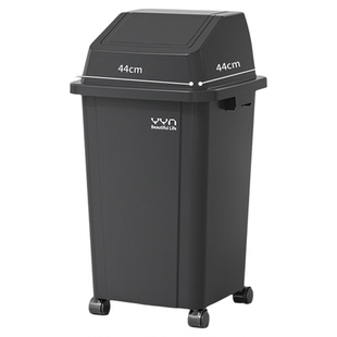 带轮垃圾桶商用方形无盖大容量家用厨房大号带盖庭院户外灰色家用