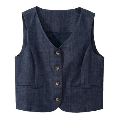 休闲V领西装马甲直筒裤