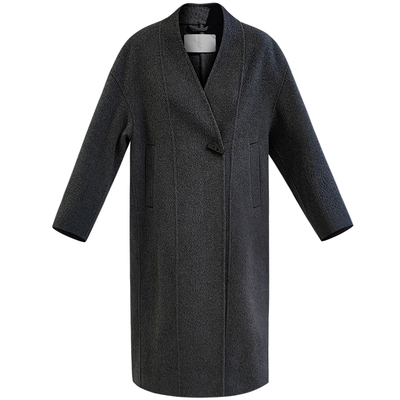 韩系环保羊毛宽松双面呢大衣手工