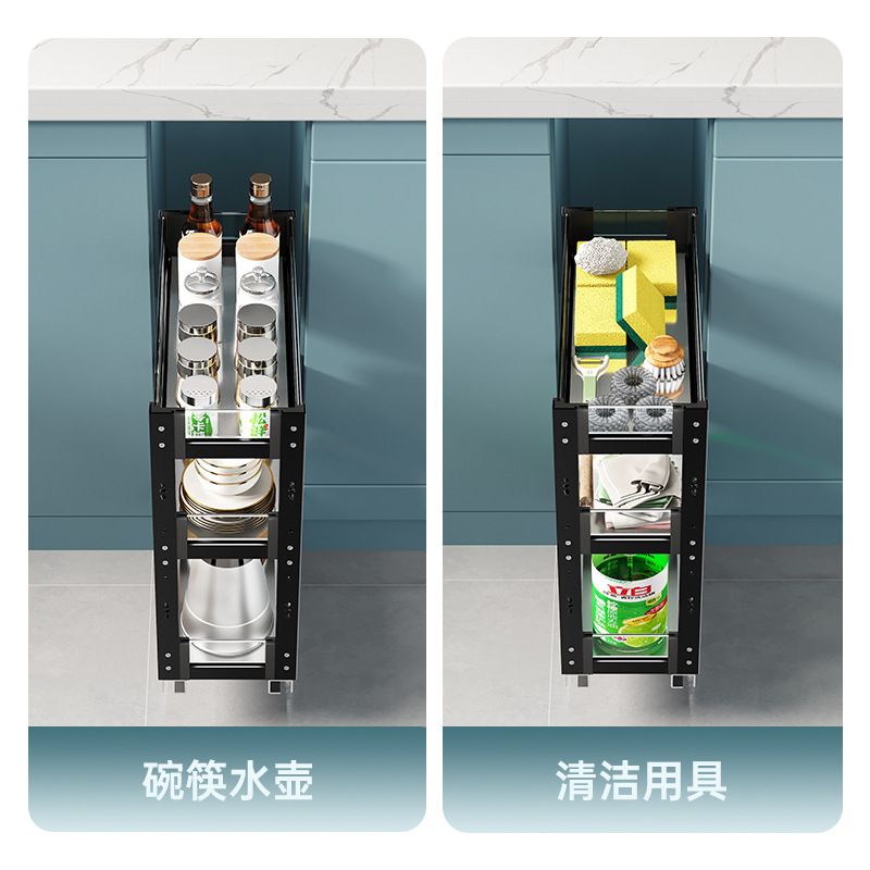 调味调料拉篮厨房橱柜窄柜抽屉式极窄小尺寸柜内抽拉式置物架收纳