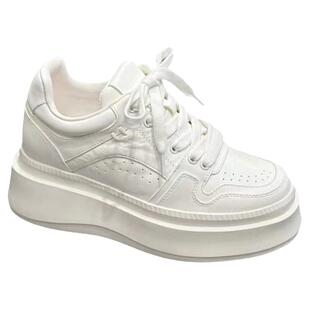 欧货IDO休闲鞋女2025年新款内增高小白鞋女真皮8CM厚底鞋女小个子