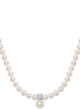 周六福淡水珍珠项链女S925银链坠轻奢小众时尚送女友本命年礼物