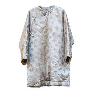 知笔墨萎格重磅丝麻背新中式棉衣  2024冬款复古鎏光脏脏典雅上衣