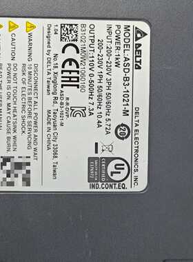询价-台达伺服驱动器ASD-B3-1021-M，1KW，三相200