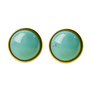 宫里上新绿松石耳钉女纯银天然原矿耳环冬季耳饰高级感生日礼物