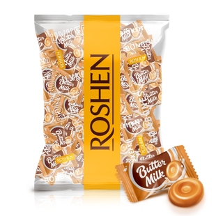 ROSHEN如胜丨BUTTER-MILK飞碟号酪乳味糖果1kg袋装怀旧零食牛奶味