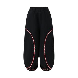 Little Naive女童针织灯笼裤冬季百搭加绒长裤儿童加厚裤子