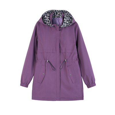 连帽中长款宽松收腰春秋风衣夹克