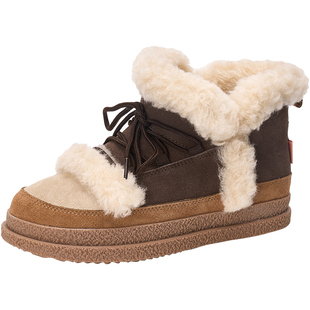 jm快乐玛丽雪地靴女2025冬季新款防寒防滑加绒加厚保暖东北棉鞋女