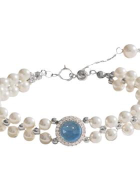 纯银施家珍珠海蓝宝手链轻奢小众