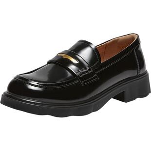 百思图2026春新款英伦学院风厚底乐福鞋小皮鞋通勤女单鞋A0603AA6