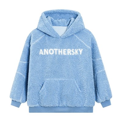 韩范摇粒绒加厚宽松保暖连帽卫衣