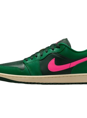 耐克女鞋Air Jordan 1 AJ1黑绿色低帮板鞋休闲复古球鞋DC0774-300