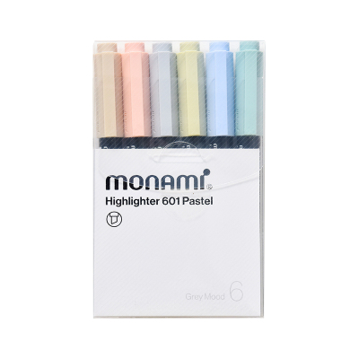韩国monami慕那美荧光笔601学生用做笔记神器彩色记号笔粗划重点不掉色淡色深色慕娜美马克笔套装