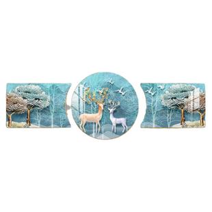 客厅装饰画福禄双全现代轻奢大气壁画三联画寓意好沙发背景墙挂画