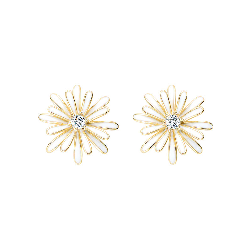 早春小雏菊耳钉无耳洞耳夹女森系