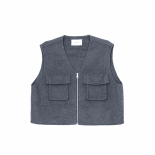 Hualun秋冬双面羊毛呢子坎肩马甲男款韩版时尚上衣痞帅风外穿背心