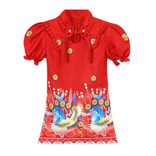 元旦喜庆表演服红红的中国结演出服福气要来到舞蹈服元日灯笼服装