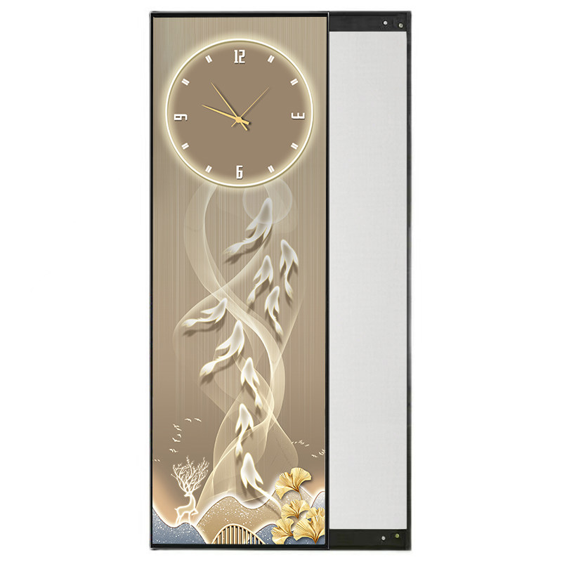 九鱼轻奢隐形全身镜推拉隐藏式镜子带时钟挂钟表试衣镜壁挂穿衣镜