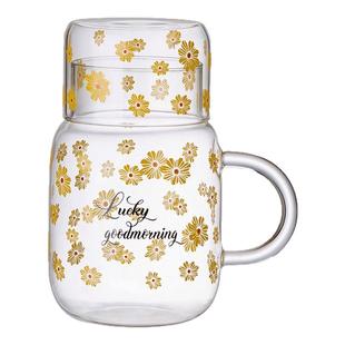 玻璃杯大容量耐高温喝水杯子高颜值宿舍用家用带手柄800ml饮水壶