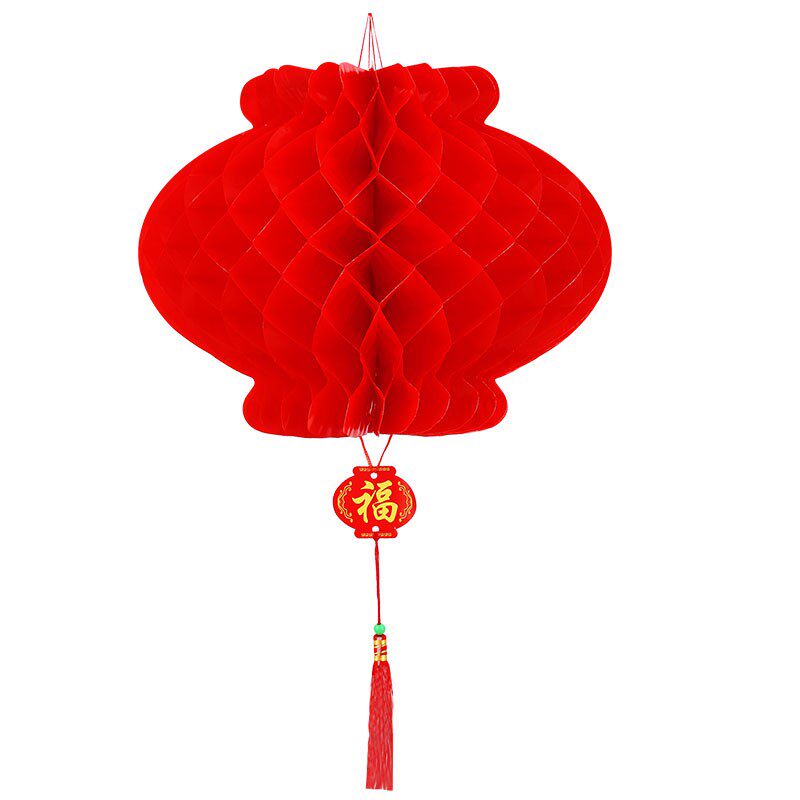 新年小灯笼挂饰过年春节塑纸蜂窝挂树上结婚喜庆大红商场庭院装饰