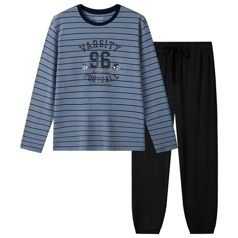 舒雅男士纯棉条纹家居服套装