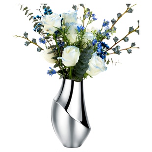 摩登MODERN北欧简约不锈钢花瓶轻奢样板房软装饰客厅摆件插花花器