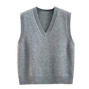 针织马甲毛衣女V领春秋新款慵懒风外穿背心韩版宽松秋冬外套叠穿