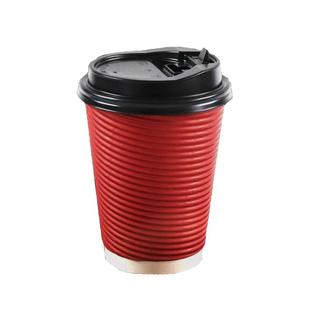 一次性瓦楞杯8/12/14/16/20盎司防烫纸杯 螺纹咖啡奶茶加厚纸杯