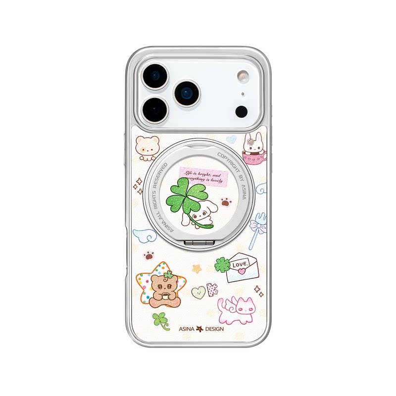 四叶寻甜适用苹果17Promax手机壳新款iPhone16Pro磁吸带支架保护套Co2支点ip15可爱高级感14好看13pm全包女