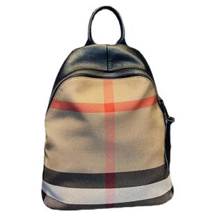 欧美时尚真皮双肩包女潮2025新款高级感小众牛皮女包高档格子背包