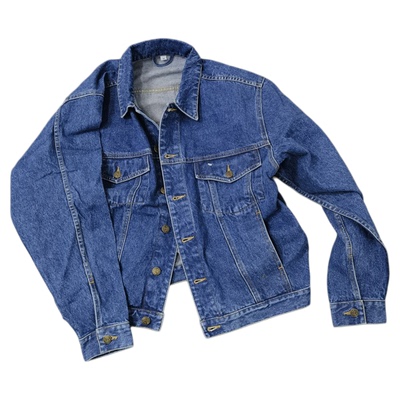 砂洗旧感翻领短肥多袋牛仔外套