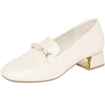 reemoor商务通勤粗跟乐福鞋