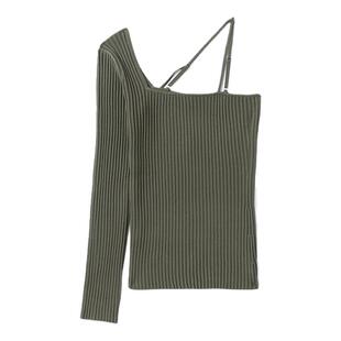 IT HELMUT LANG女装露肩上衣新品性感饰绊带修身罗纹衫内搭704XJ