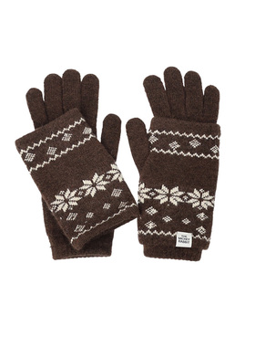 东北旅游咖色可触屏针织手套冬天