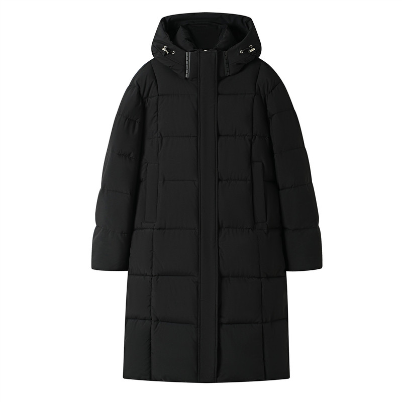 冬季女加厚可拆帽长款棉服