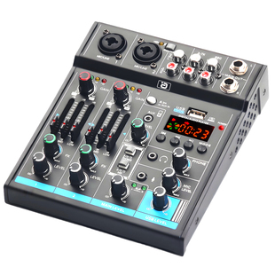 阿音专业四路多功能调音台蓝牙USB迷你演出K歌直播录音混音器设备