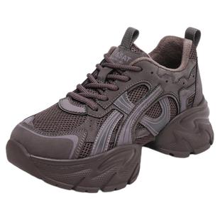 星期六厚底黑色运动鞋女0025新款秋季小个子增高老爹鞋加绒休闲鞋