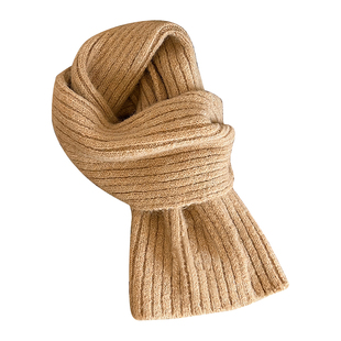 Canles Konis韩版纯色羊毛针织围巾男女冬季2025新款氛围感围脖潮