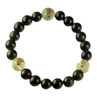 祥安阁黑曜石属猴鼠龙三合手链『申子辰三奇手串』男女款