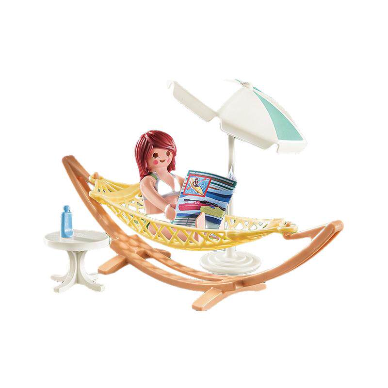 playmobil摩比世界男女孩儿童玩具拼装积木人度假露营吊床71428