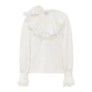 LULUALWAYS【明星同款】秋季新款优雅时尚设计感花朵装饰衬衫女