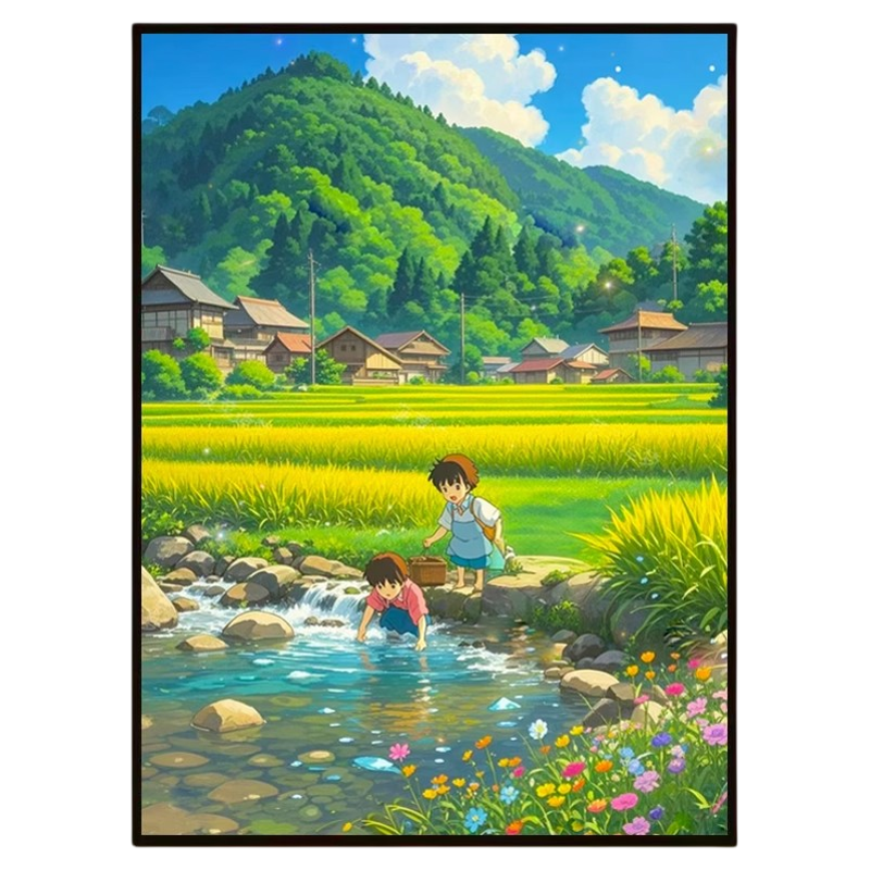 治愈系宫崎骏田园风景装饰画成品